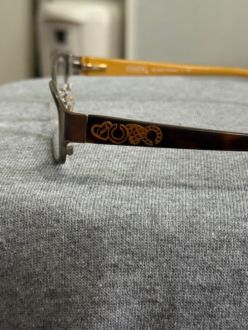 Coach Women's Rectangular Eyeglasses in Brown and Yellow - Picture 2 of 9